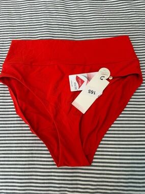 CALIA Red High-Rise Tummy Control Bikini Bottoms - Size M